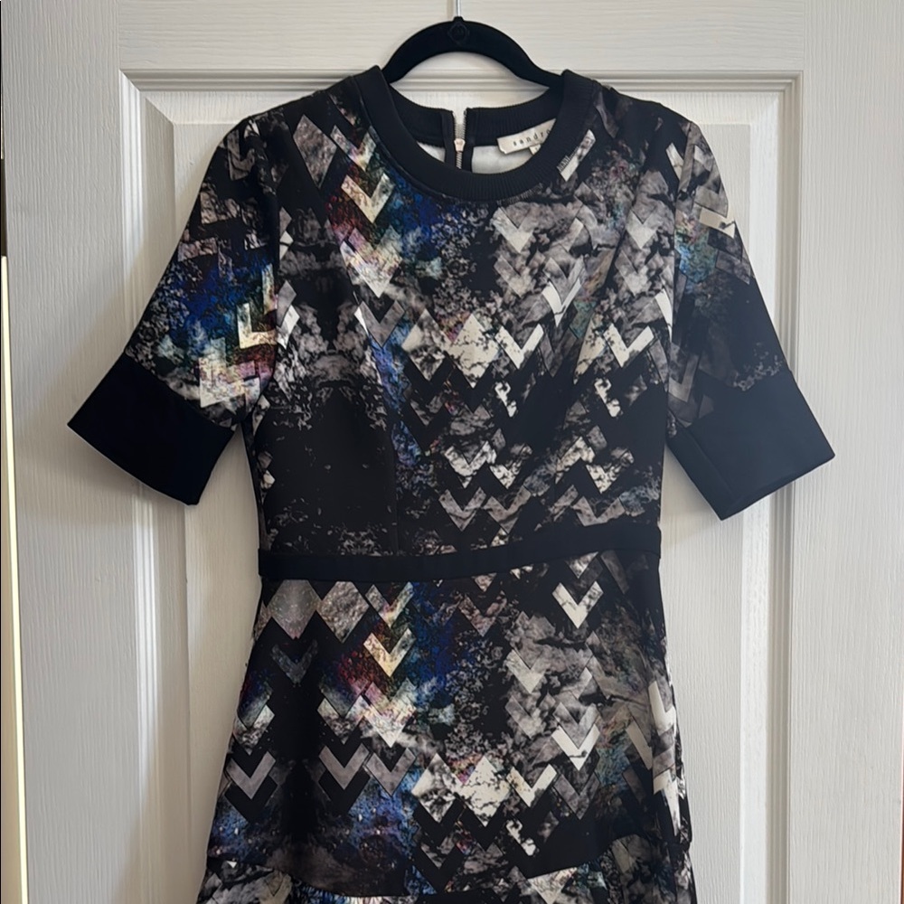 Sandro Chevron Patterned Dress